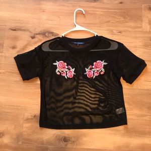 Mesh Embroidered Top